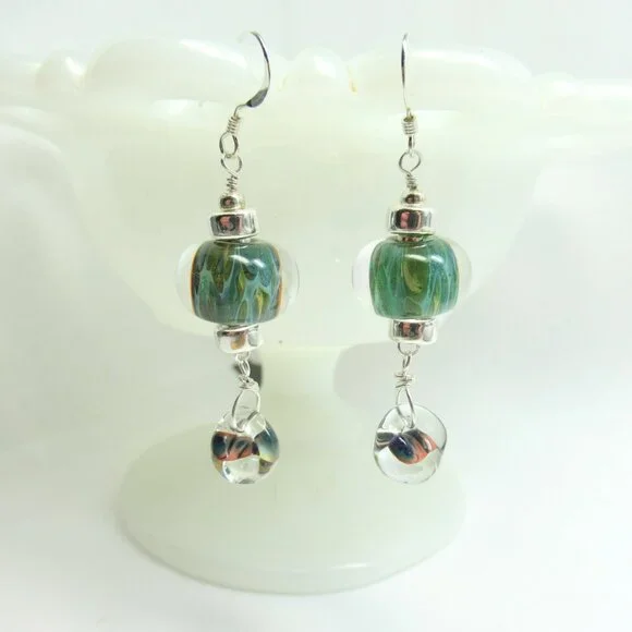 Boro glass bead drop earrings - Picture 11 of 11
